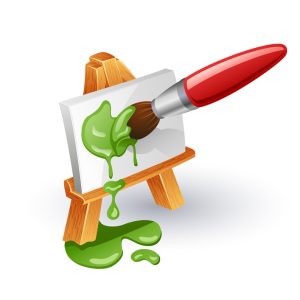 Easel and paintbrush